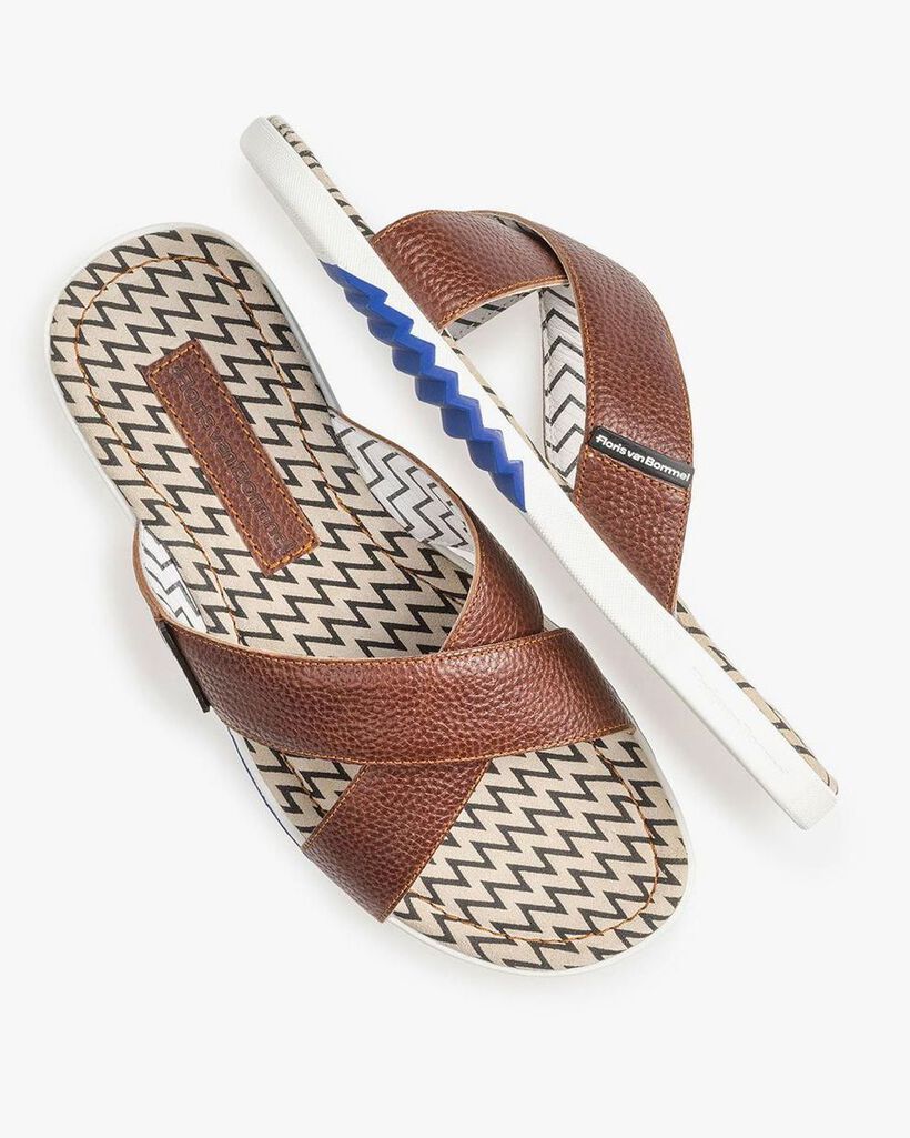 Calf leather cross strap slipper