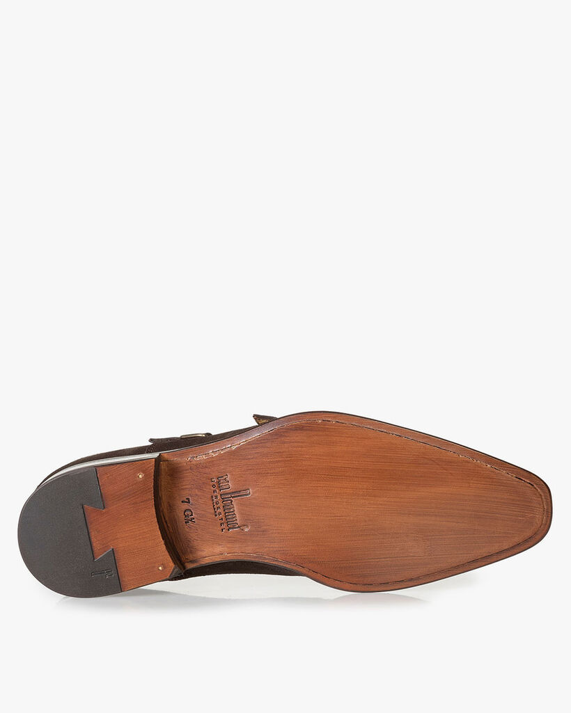 Dunkelbrauner Monk-Schnallenschuh aus Kalbswildleder