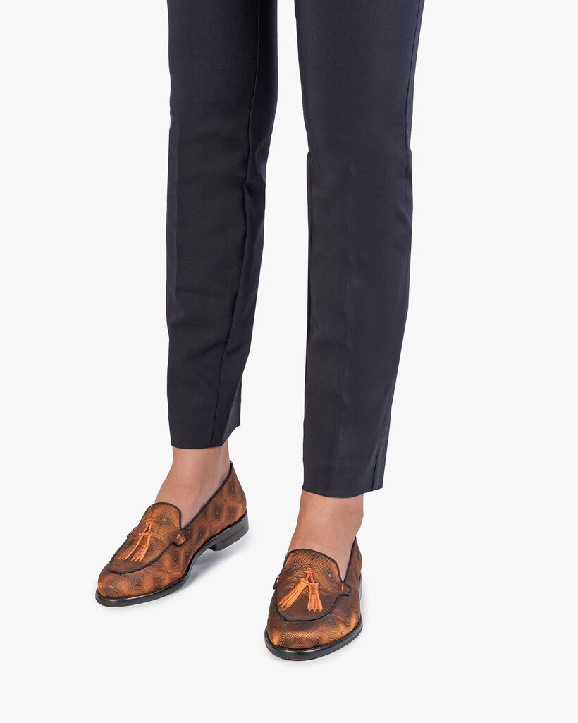 Loafer braun Textil mit Print