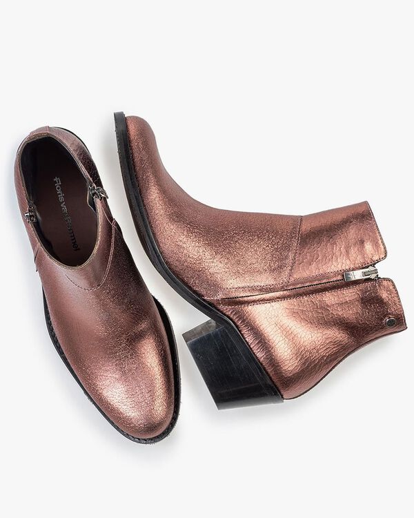 Stiefelette Craquel&eacute; Leder rosa