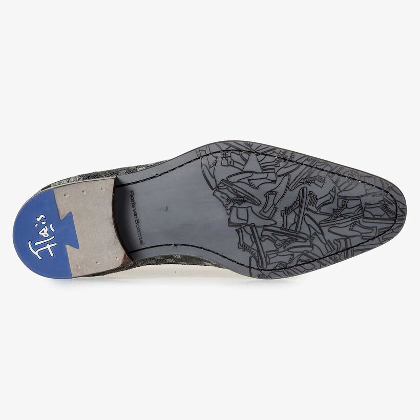Grey printed calf’s leather lace shoe