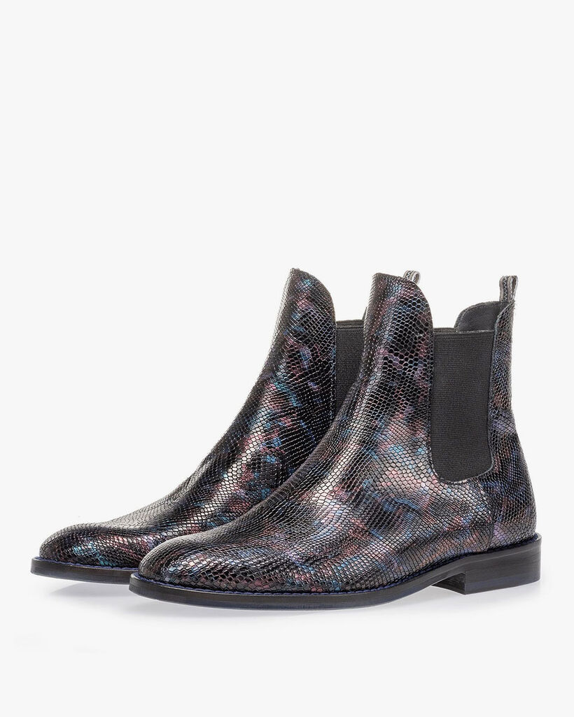 Chelsea Boot Krokoprint blau