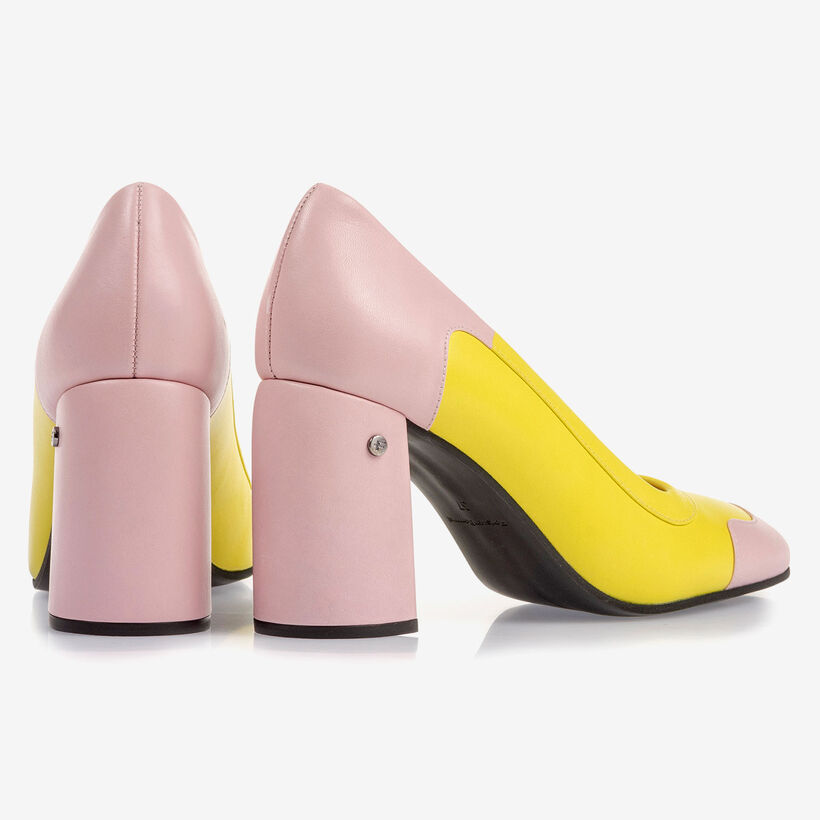 Gelb-pinke Nappaleder-Pumps