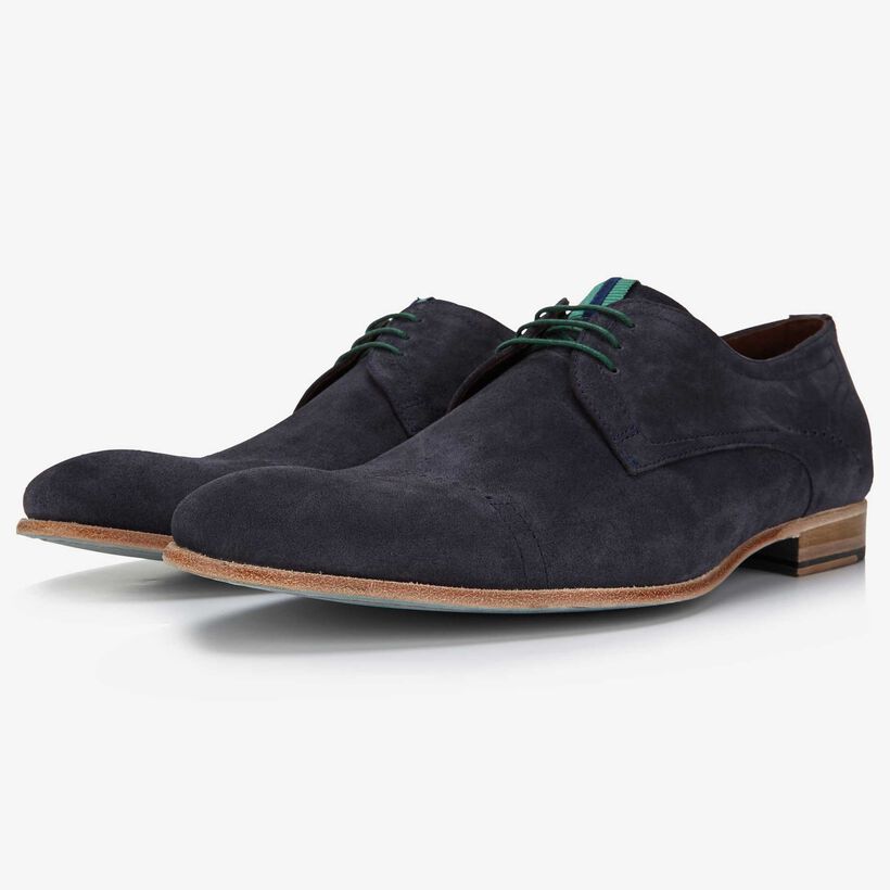 Floris van Bommel dark blue suede men's lace-up shoe