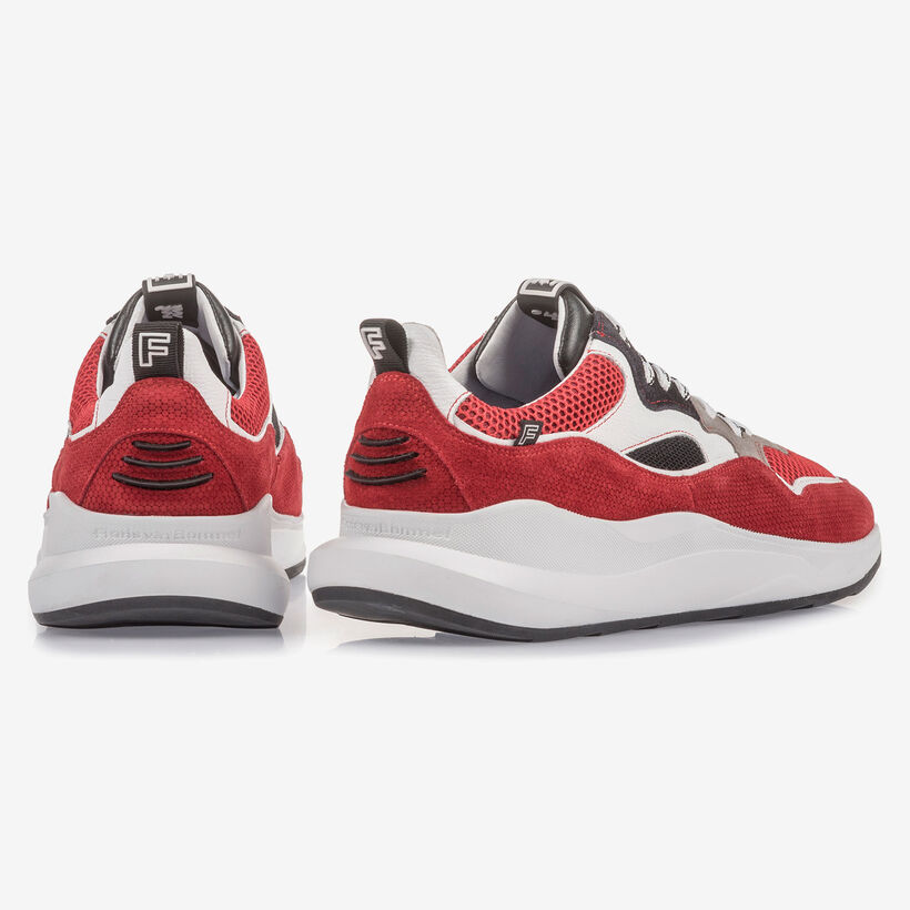 Multi-colour red and white suede leather