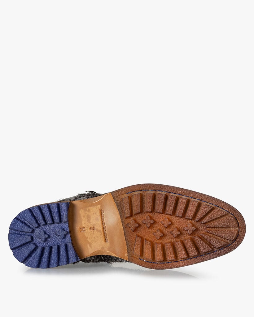 Schn&uuml;rstiefel Ponyfell cremewei&szlig;