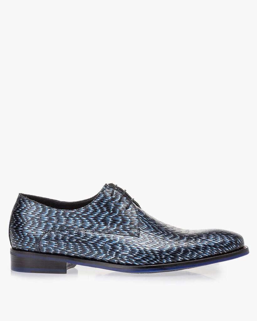 Schn&uuml;rschuh metallic blau