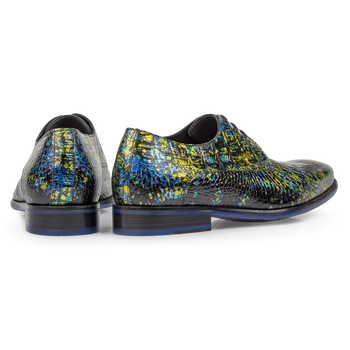 Lace shoe printed leather yellow