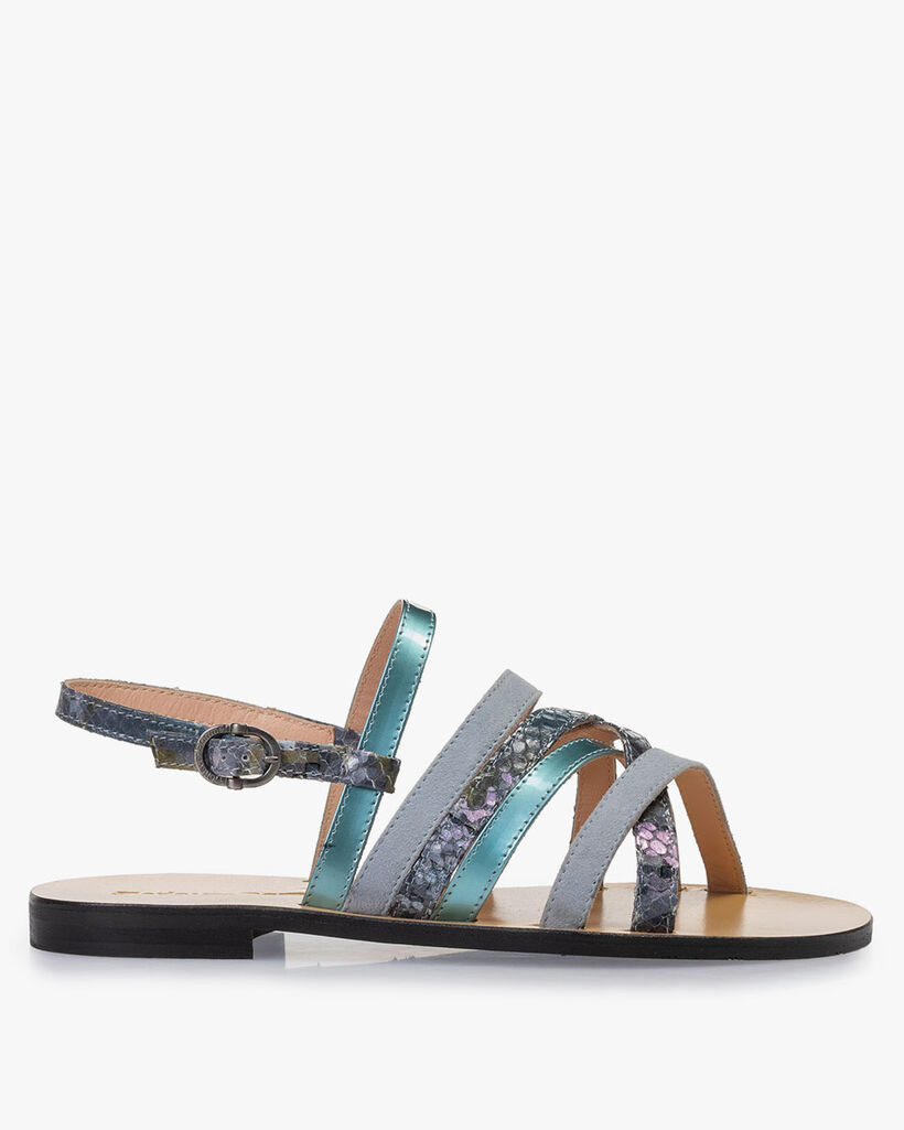 Sandal printed leather blue