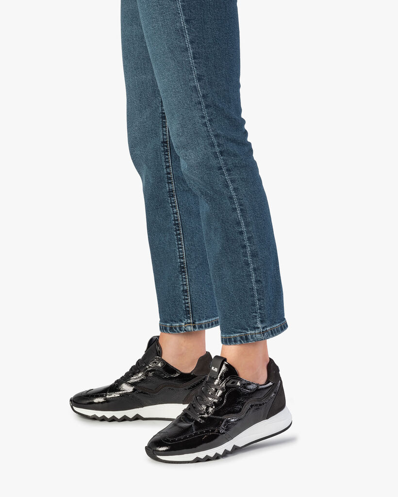 Black patent leather sneaker