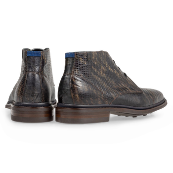 Stiefel Eidechsenprint dunkelgr&uuml;n