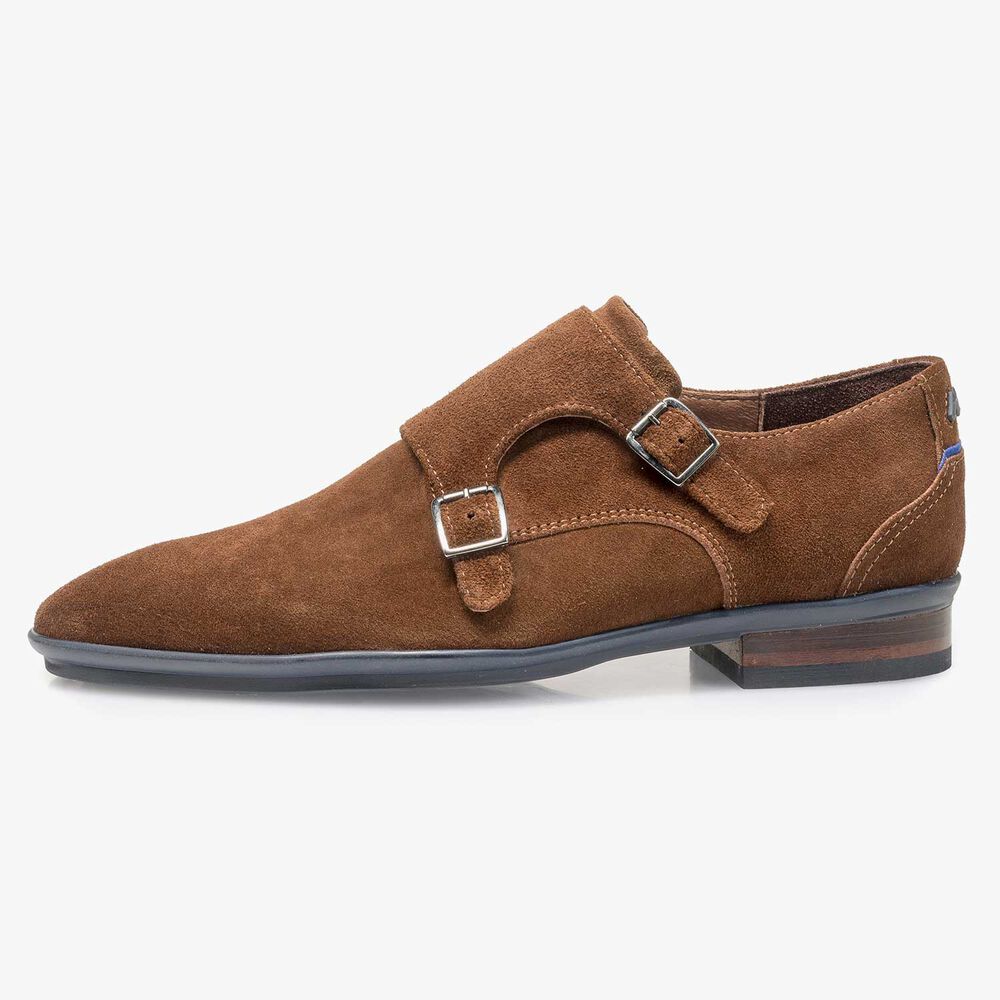 Calf leather double buckle monk strap

