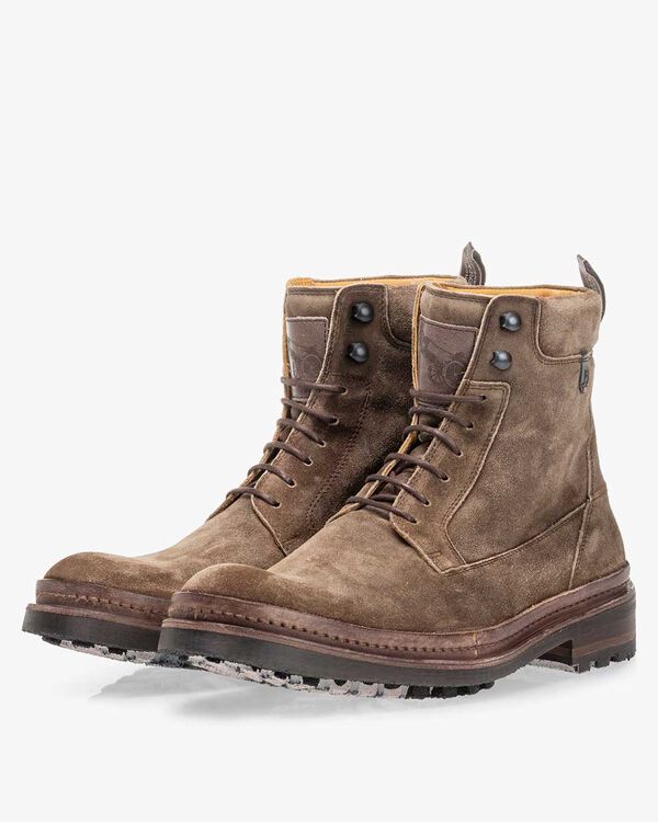 Schn&uuml;rstiefel Wildleder sandfarben