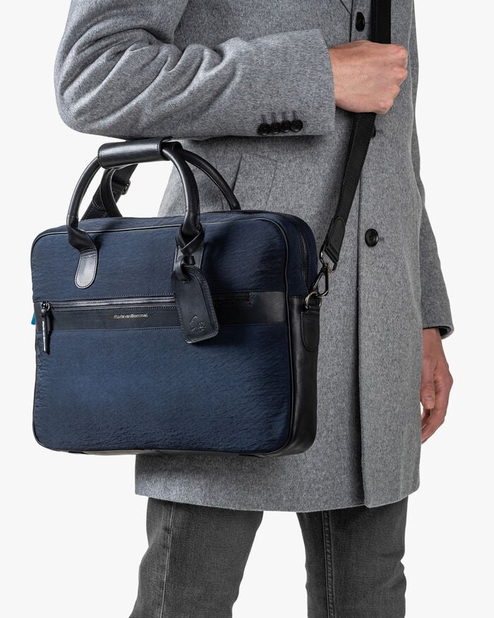 Bürotasche schmal Textil blau