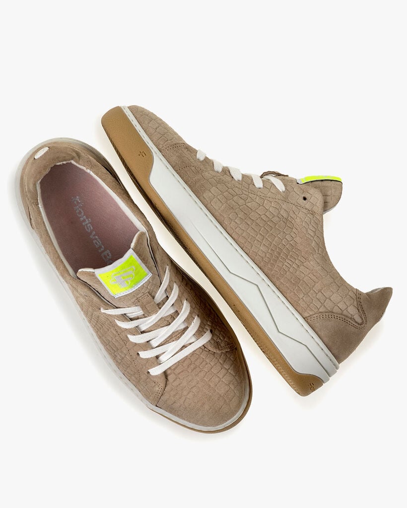Sneaker printed suede leather beige
