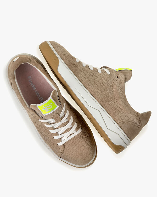 Sneaker printed suede leather beige