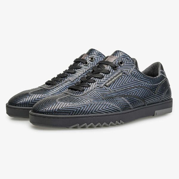 Blue Premium sneaker with herringbone pattern
