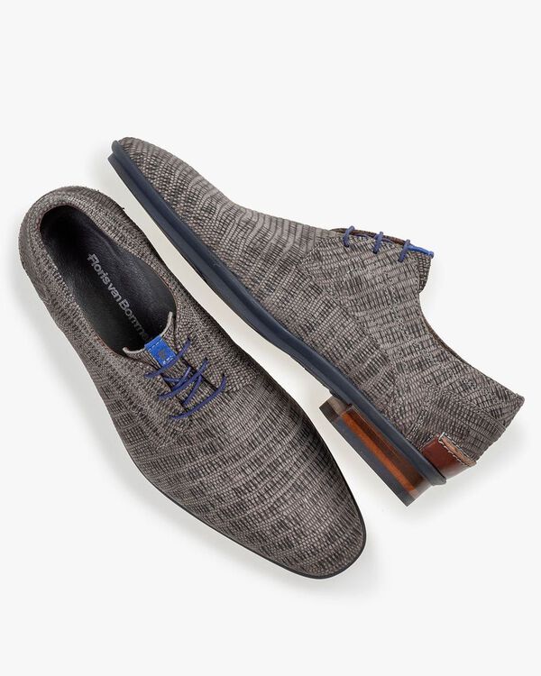 Schn&uuml;rschuh mit Print taupe