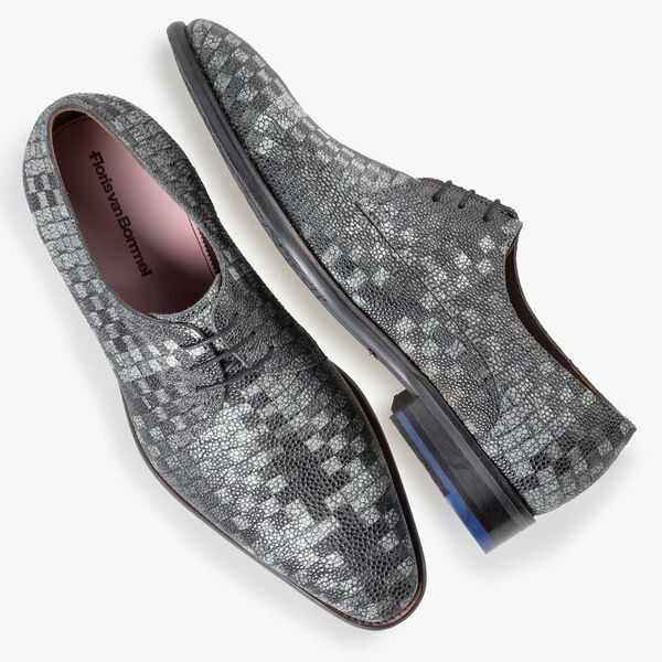 Grey printed calf’s leather lace shoe