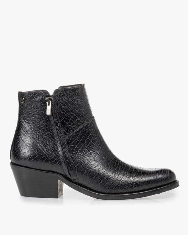 Stiefelette Craquel&eacute; Leder schwarz