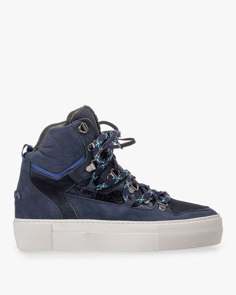 Halbhoher Sneaker Nubukleder blau