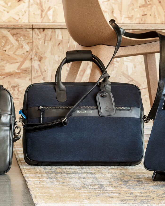 Bürotasche schmal Textil blau