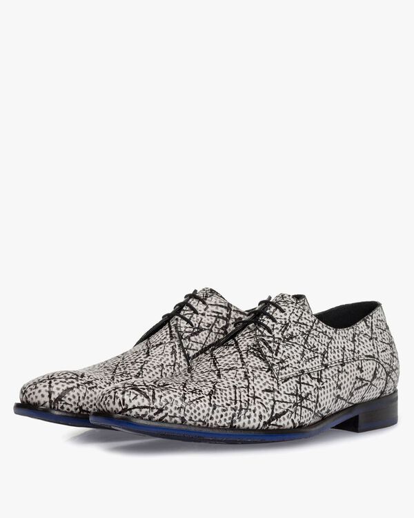 Schn&uuml;rschuh Lederschwarz-wei&szlig;