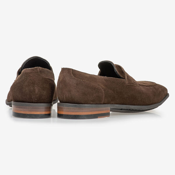 Dark brown suede leather loafer
