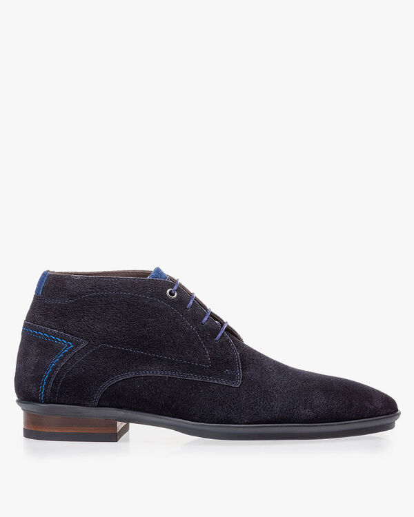 Schn&uuml;rstiefel blau Wildleder