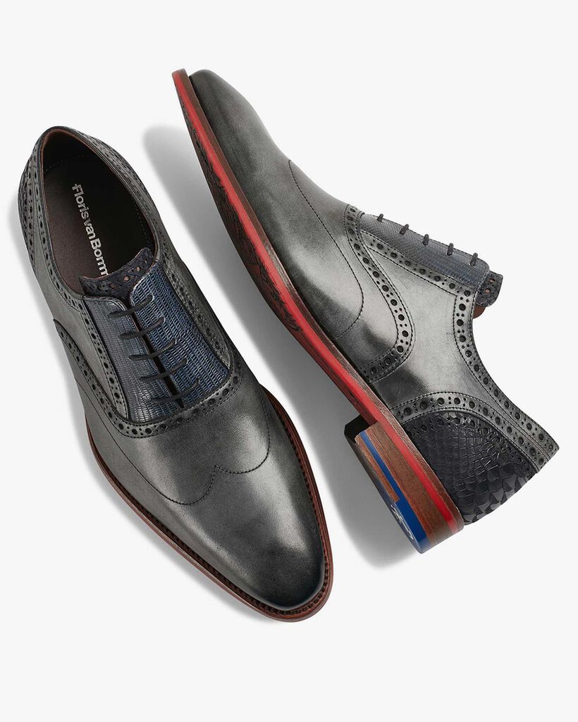 Lace shoe calf leather grey