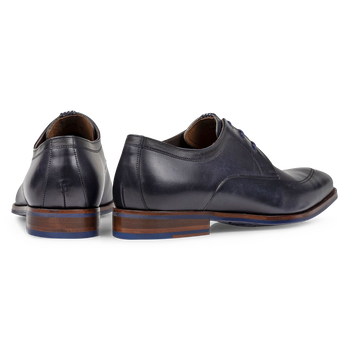 Schn&uuml;rschuh dunkelblau Kalbsleder