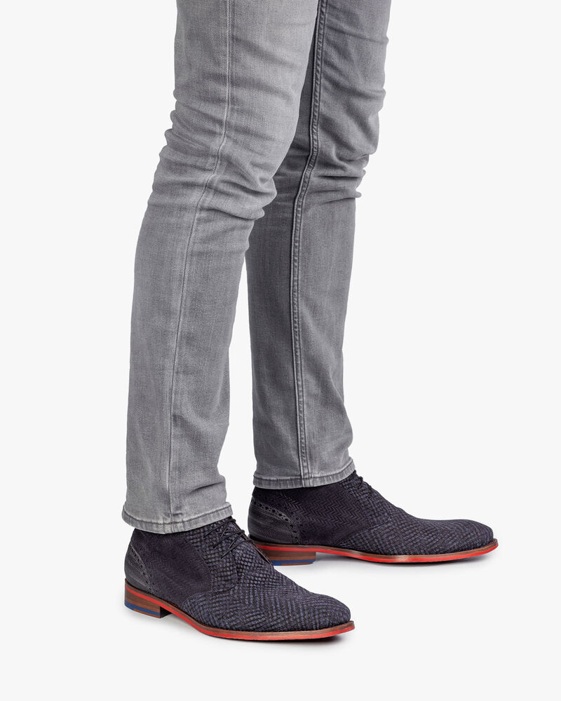 Schn&uuml;rstiefel Wildleder blau