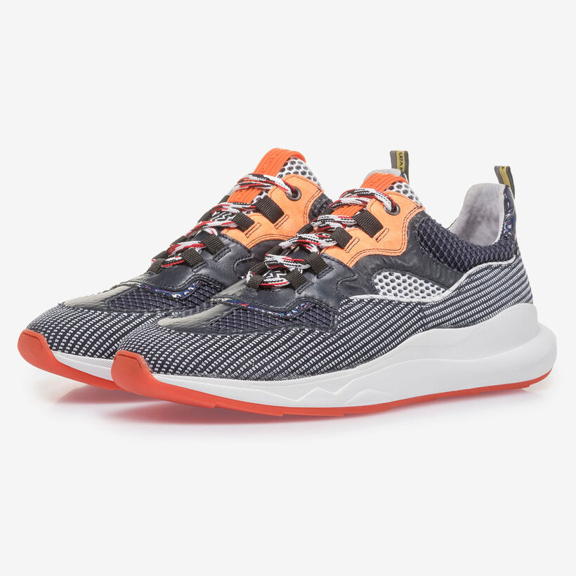 Premium orange and black suede leather sneaker