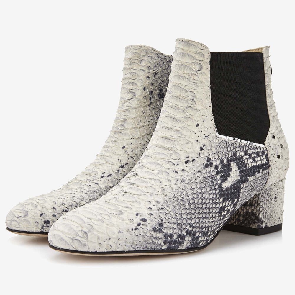 Floris van Bommel grauer Damen-Chelsea-Boot in Schlangenoptik