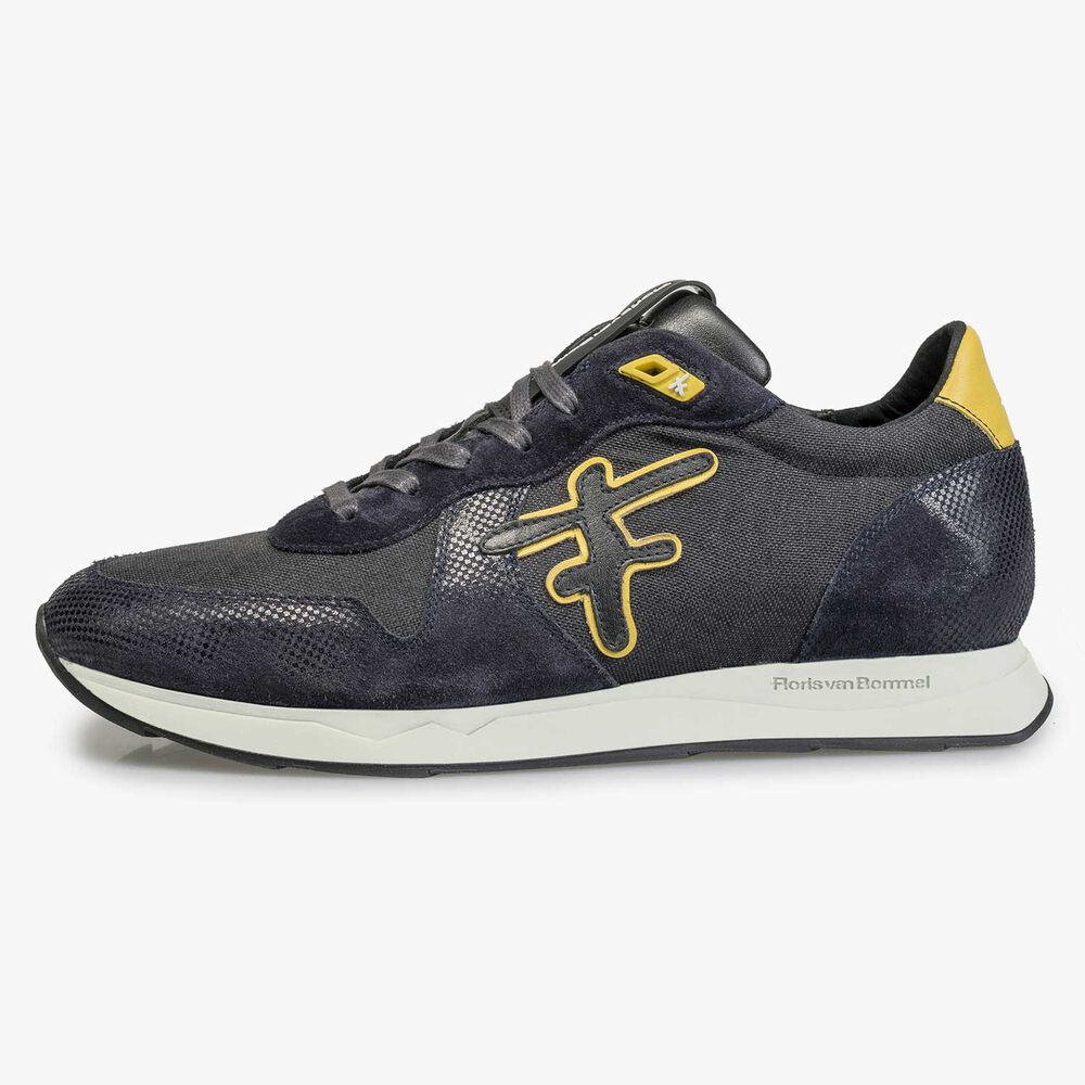 Blauer / Grauer Sneaker mit gelben Details