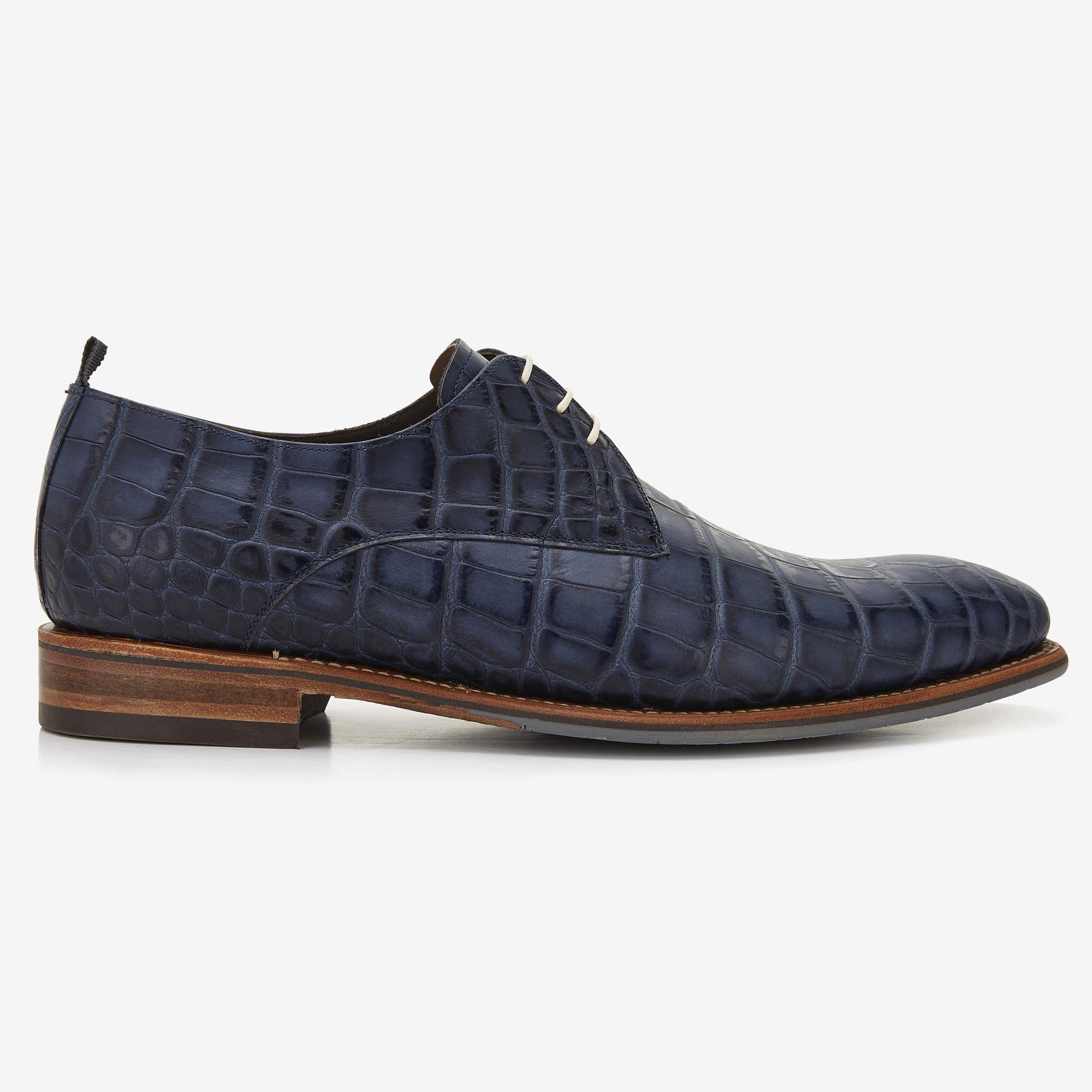 Lace up shoes men Floris van Bommel dark blue crocodile print men s lace up shoe Floris van Bommel Germany