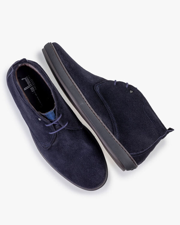 Schn&uuml;rstiefel Wildleder dunkelblau