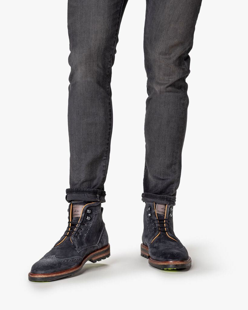 Schn&uuml;rstiefel Wildleder schwarz