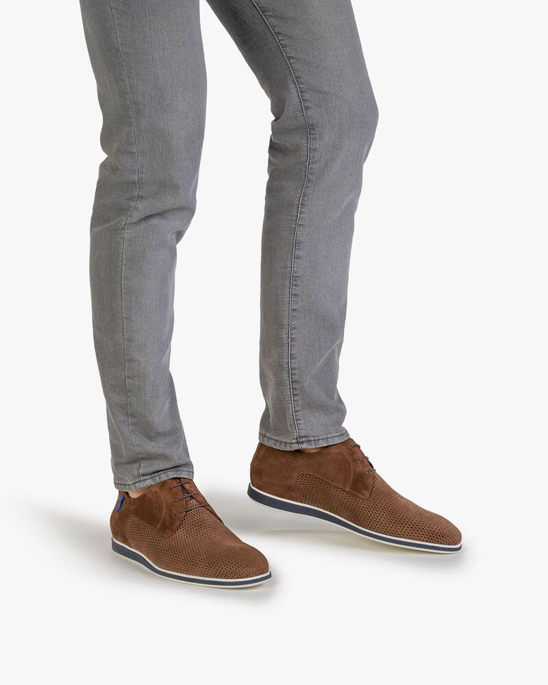 Schn&uuml;rschuh cognac Wildleder