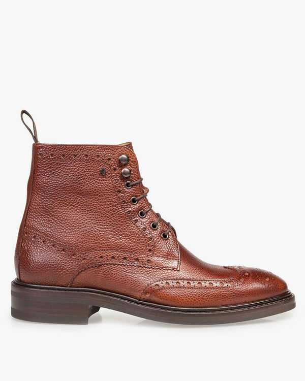 Boot printed leather cognac