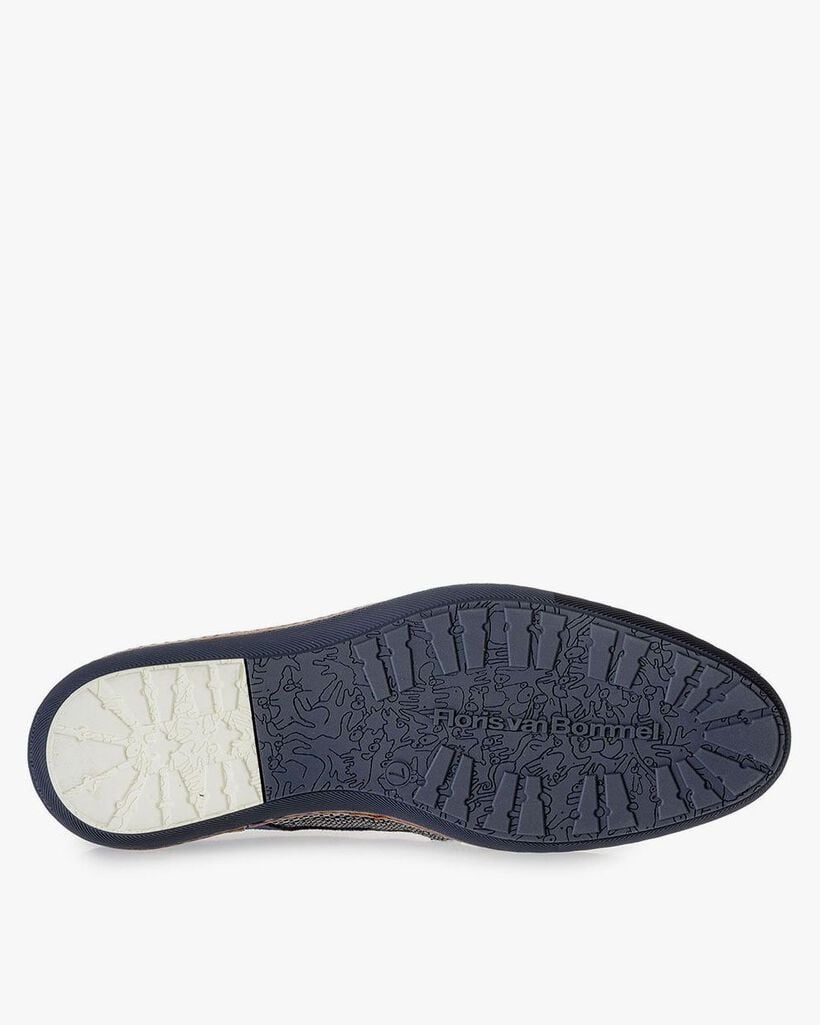 Dunkelblauer Schn&uuml;rschuh mit grauem Print