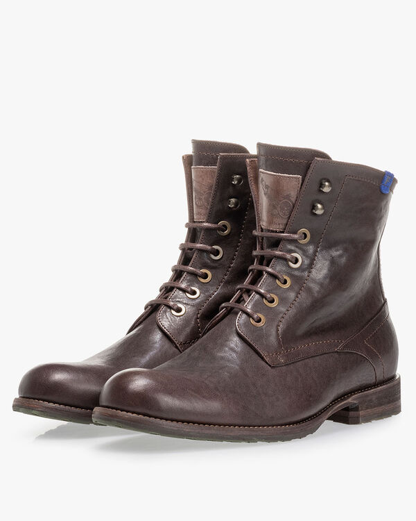 Gef&uuml;tterter Schn&uuml;rstiefel dunkelbraun