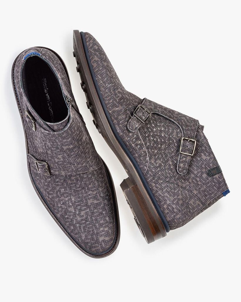 Stiefel mit Schnallenverschluss grau