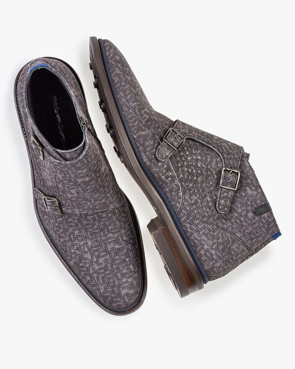 Stiefel mit Schnallenverschluss grau