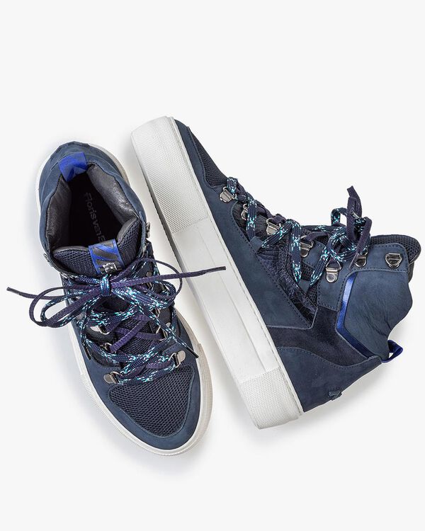 Halbhoher Sneaker Nubukleder blau