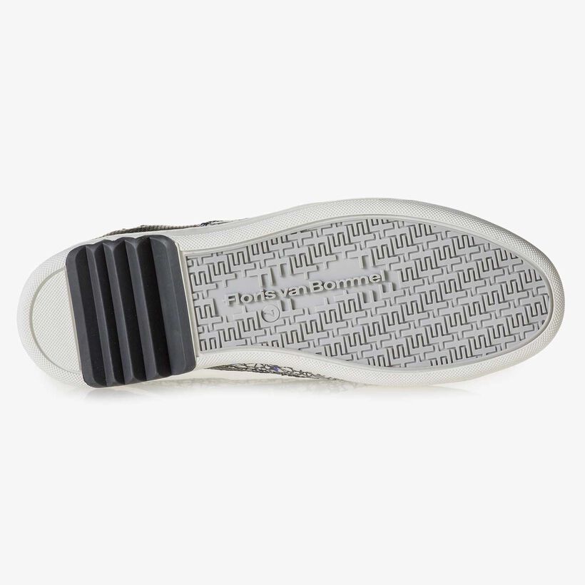 Weißer Kalbsleder-Sneaker mit Muster