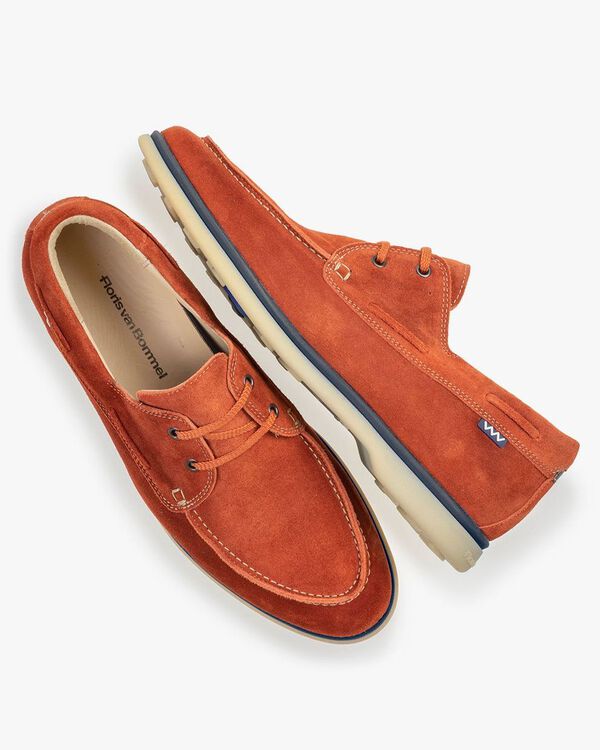 Boat shoe suede leather orange