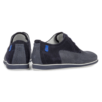 Lace shoe printed suede leather blue