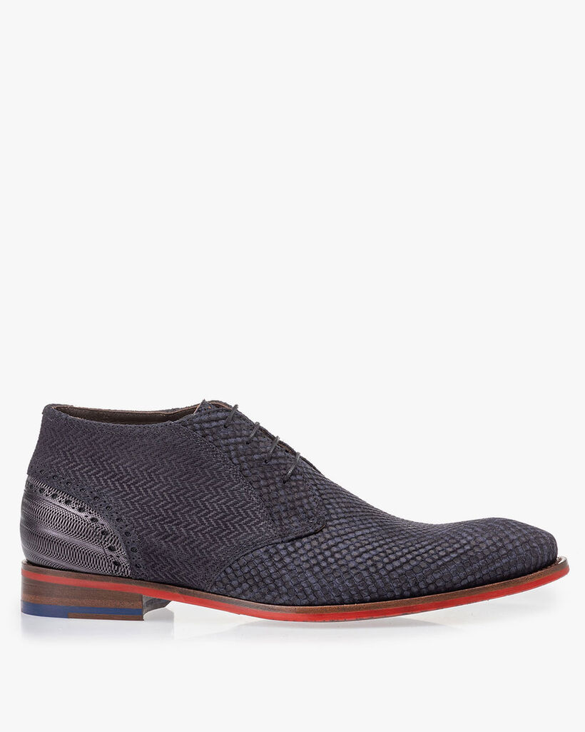 Schn&uuml;rstiefel Wildleder blau