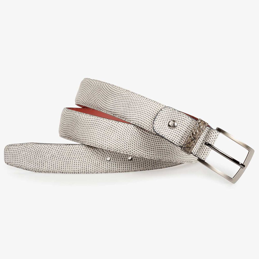 Light grey rough suede leather belt 